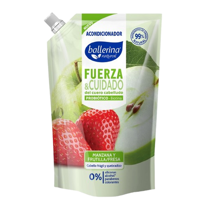 Acondicionador Ballerina Fuerza & Cuidado Manzana y Frutilla Dp 750 Ml