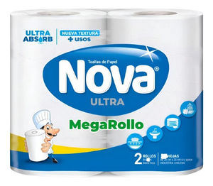 Toalla de Papel Nova Ultra Absorbente Mega Rollo 2